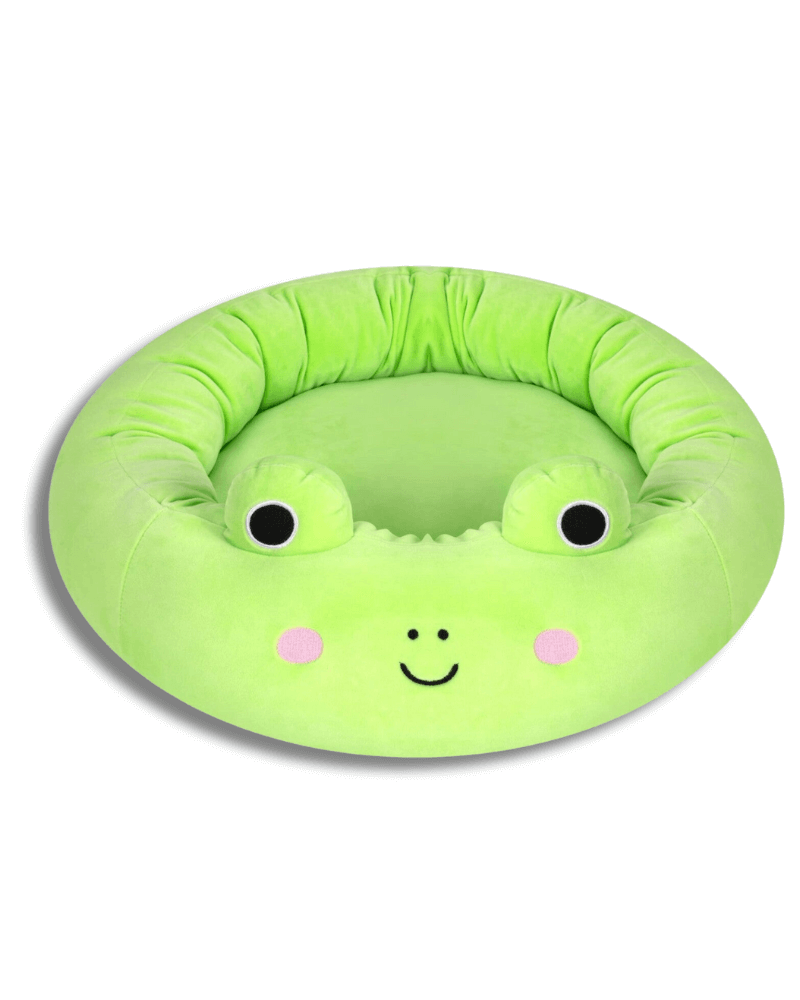 Cute Frog Round Pet Plush Kennel 15.7"