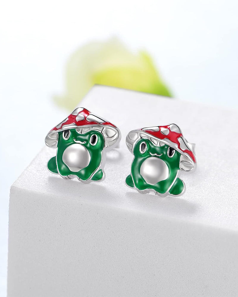 Frog Mushroom Hat Earrings 