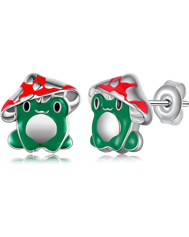 Frog Mushroom Hat Earrings 