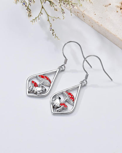 Mushroom Frog Sterling Silver Drop Earrings