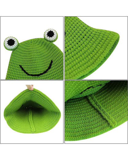 Baby Knitted  Frog Bucket Hat 