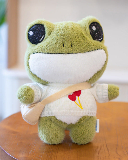  Cute Frog Plush Doll White Double Hearts