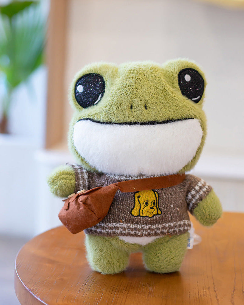 Cute Frog Plush Doll Brown Puppy