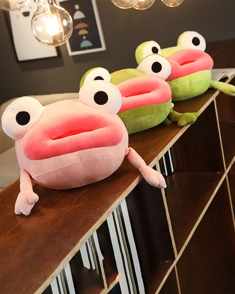 Sleepy Frog Plush Toy With Big Eyes, Long Ears And Big Mouth