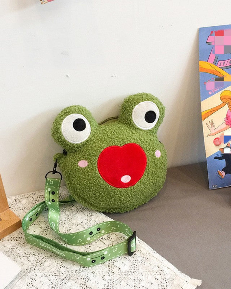 Frog Doll Bag Plush - Happy Froggy Face