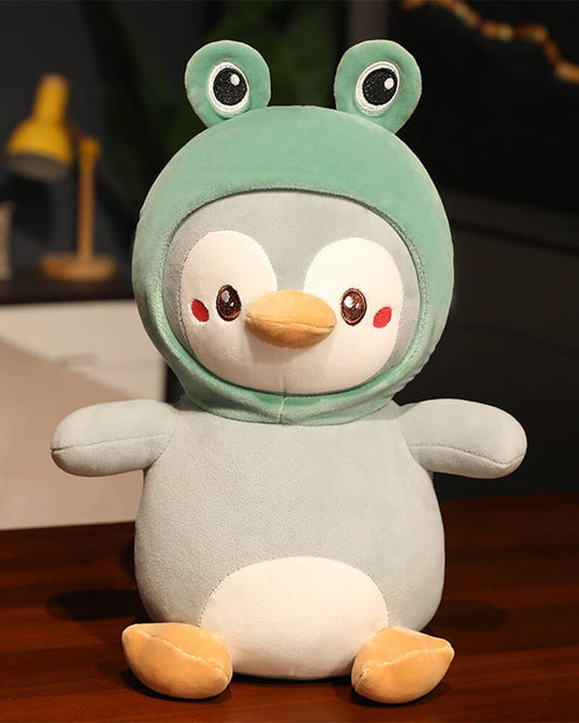 Penguin Plush With Frog Hat