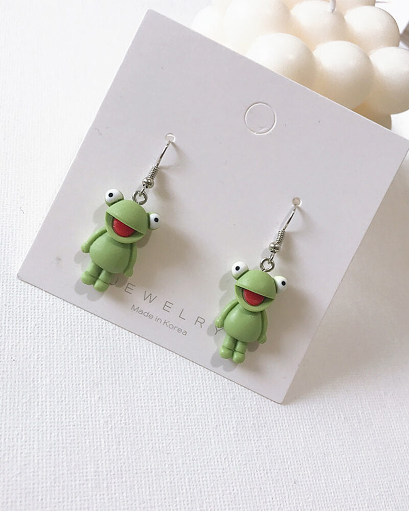 Cute Frog Pendant Earrings 